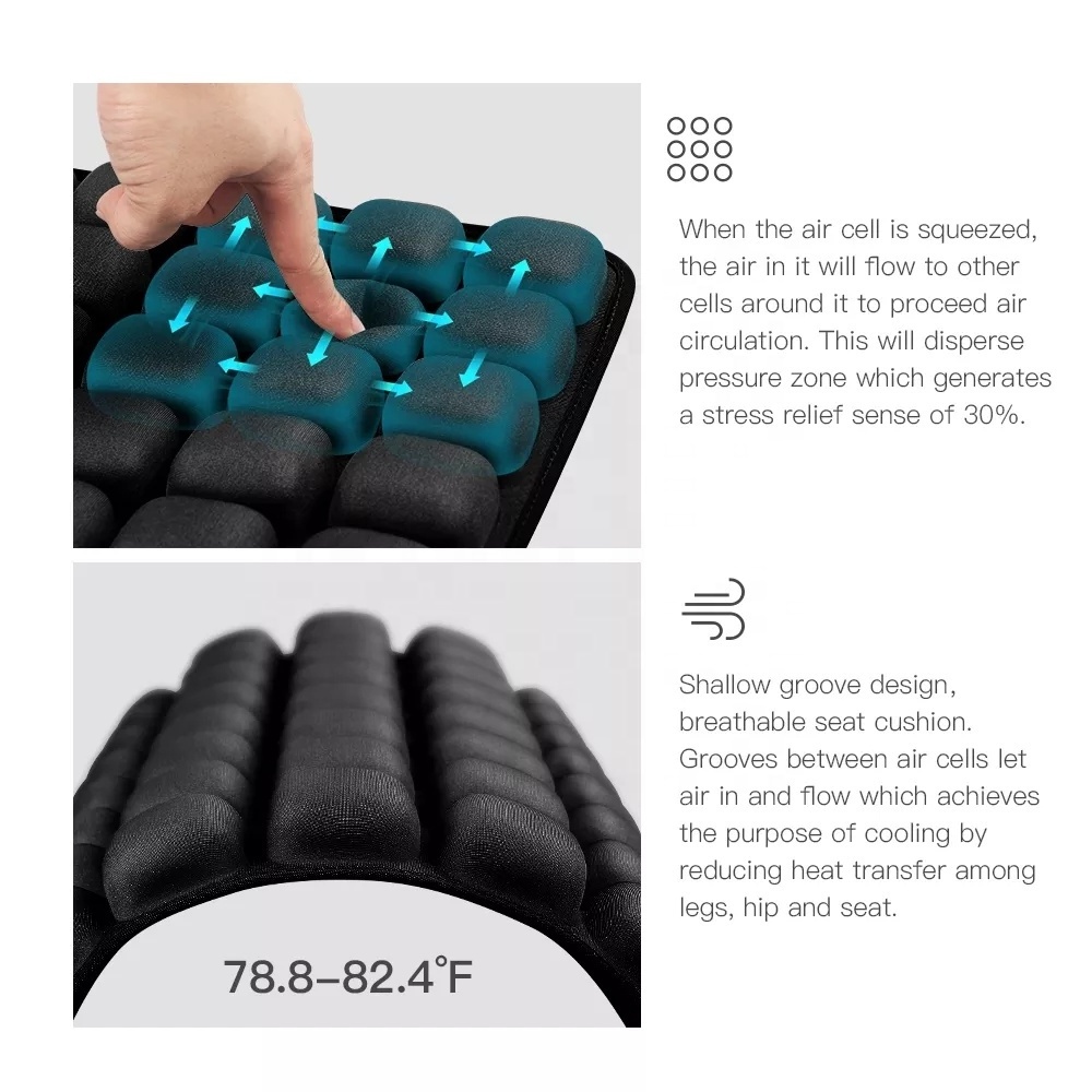 Kingworth Non-Slip Anti-Decubitus 3D Air 56 Bubbles Tpu Portable Seat Cushion Self Inflatable Cushion