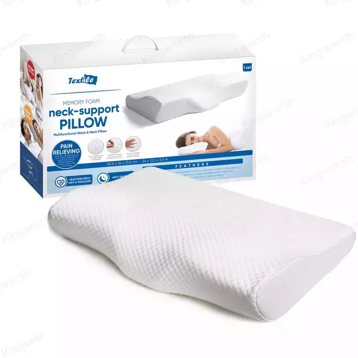 Kingworth Comfortable Cervical Butterfly Shape Neck Anti Snoring Contour Sleeping Memory Foam Orthopedic Pillow For Bed