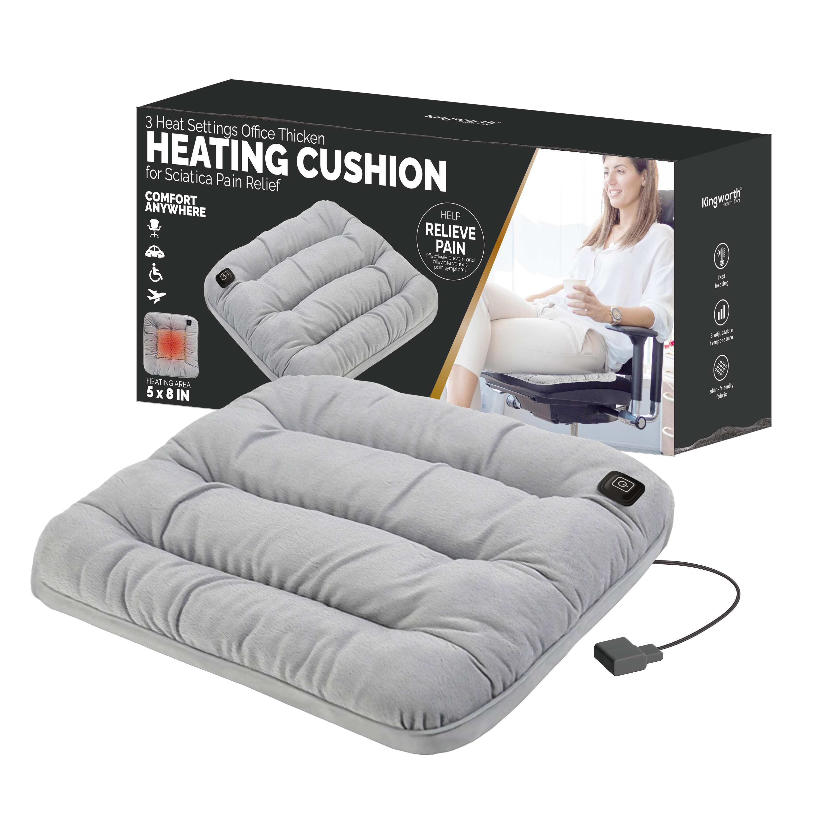 Kingworth Office Home Use Portable Electric Usb Car Chair Seat Cushion Heating Cushion