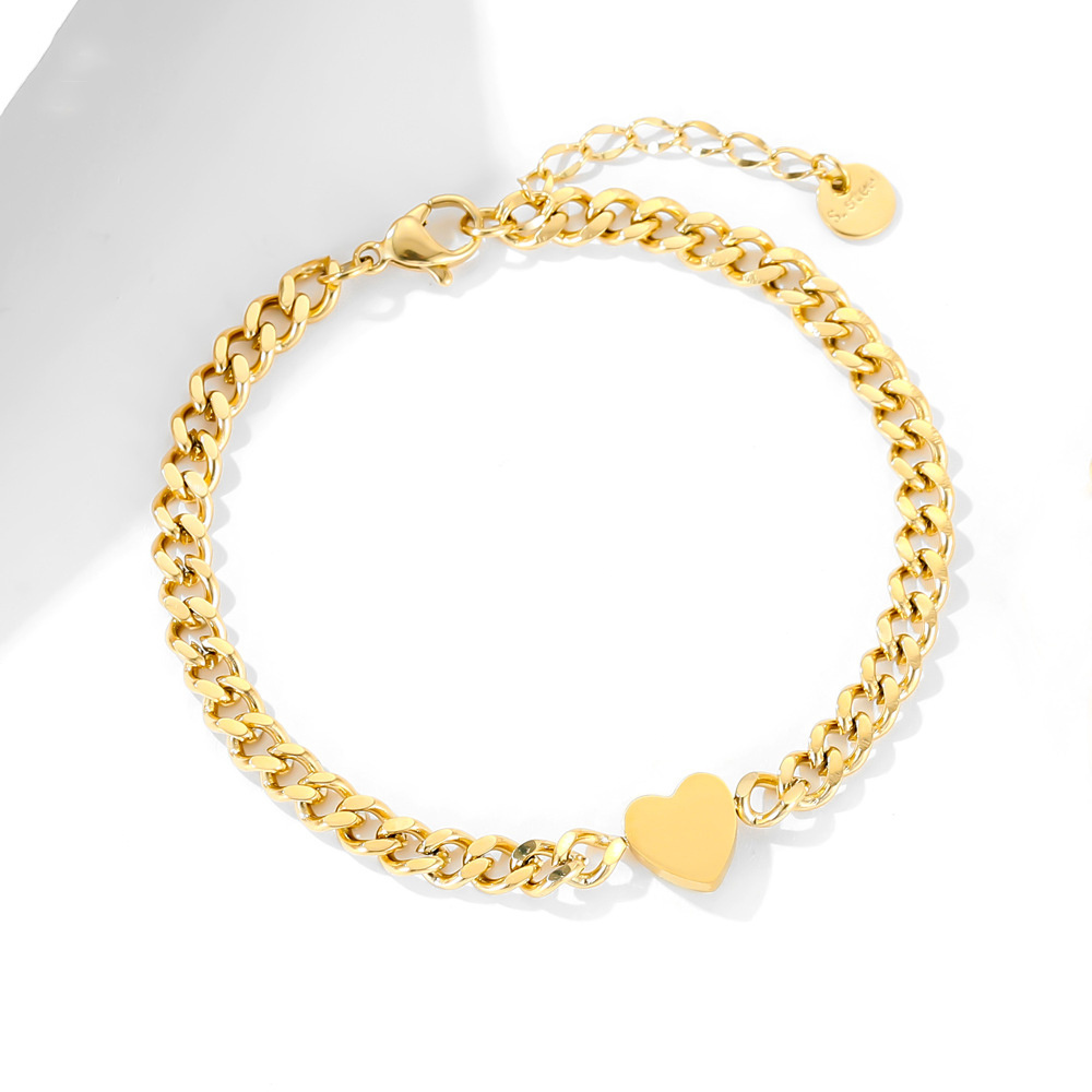 Colorless Stainless Steel Heart Bracelet, Simple Couple Bracelet Set Wholesale