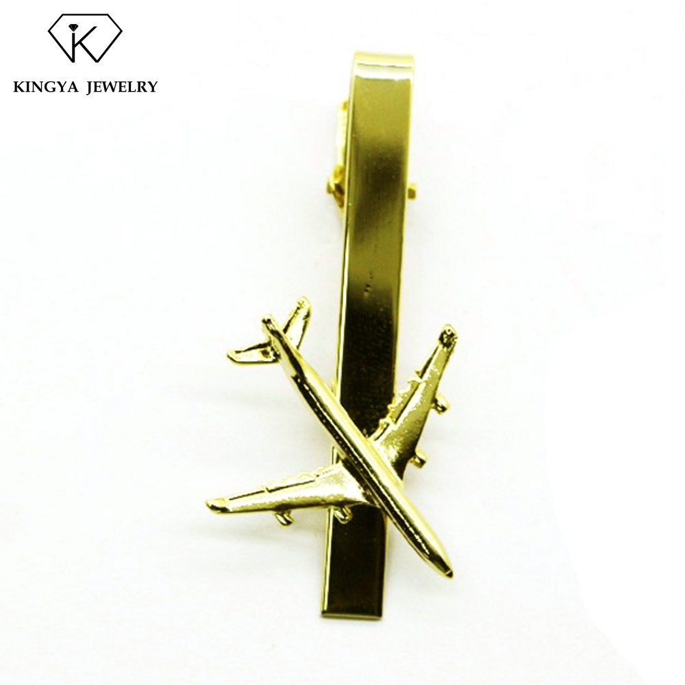 Fashion men's jewelry gold plated airplane tie clip