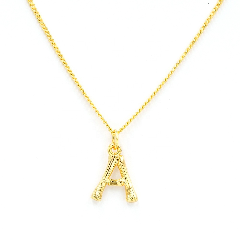 Initial A Z Letter Pendant Necklace Gold Plated Chains Letter Charms Stainless Steel