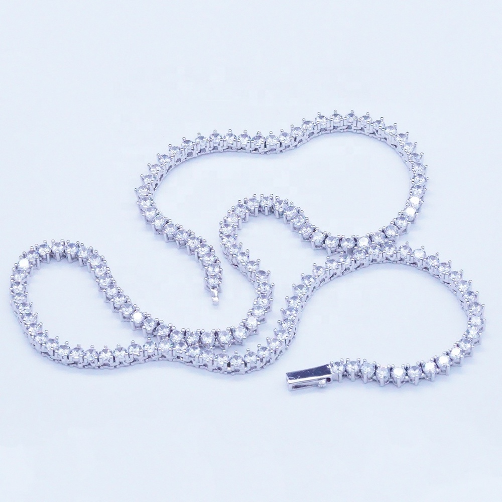 Jewelry Making Supplies Platinum Chain Cz Diamond Tennis Necklace For Men And Women