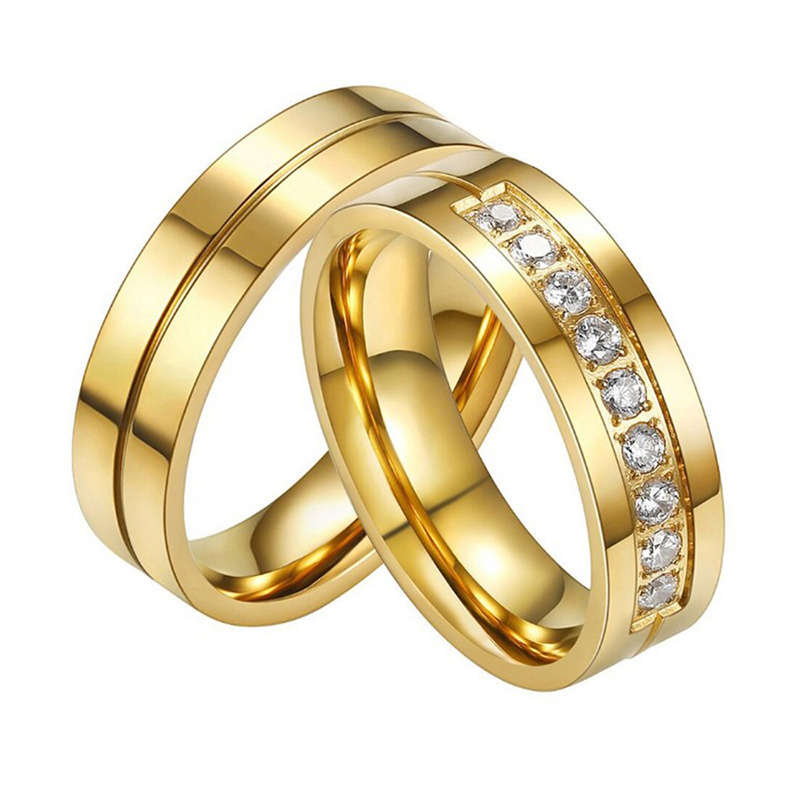 Fashion Saudi Dubai Pure Artificial Diamond 18K Gold Plated Jewelry Ring Men