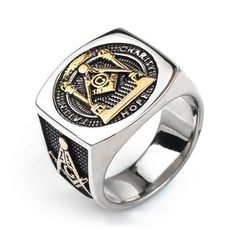 Masonic Knight Templar Rings For Men, Free Mason Rings Stainless Steel