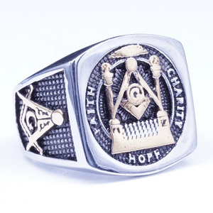 Masonic Knight Templar Rings For Men, Free Mason Rings Stainless Steel