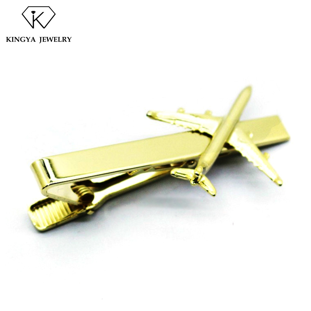 Fashion men's jewelry gold plated airplane tie clip