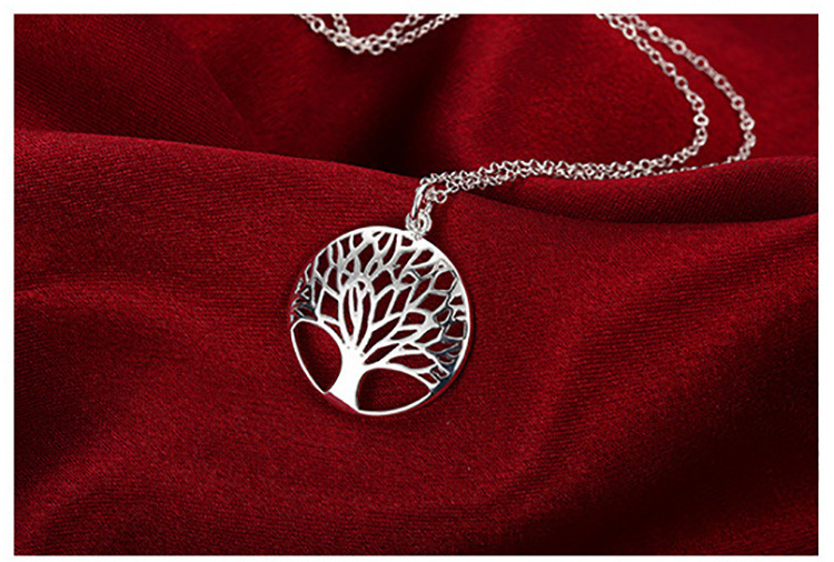 Female 925 Silver Tree Of Life Pendant Necklace Jewelry