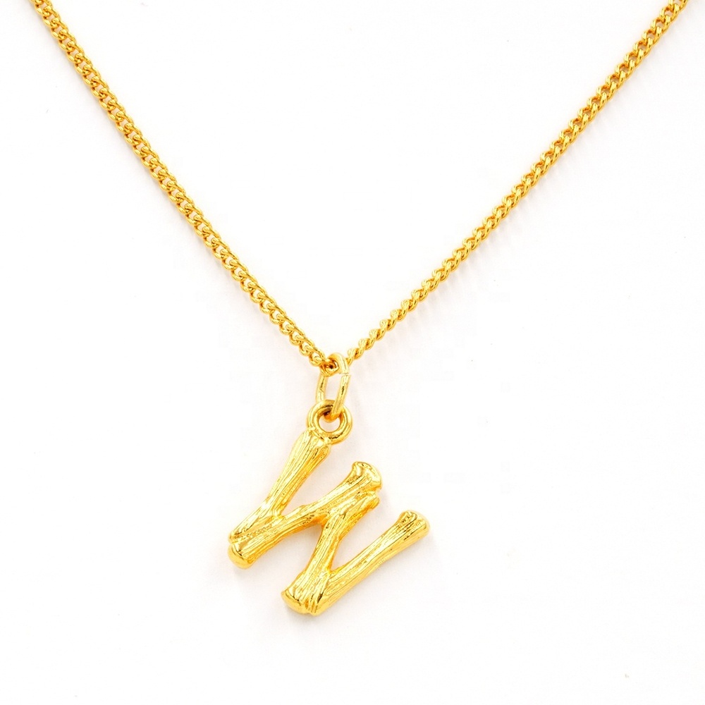 Initial A Z Letter Pendant Necklace Gold Plated Chains Letter Charms Stainless Steel