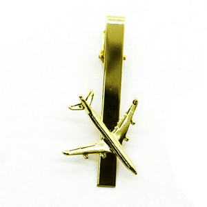 Fashion men's jewelry gold plated airplane tie clip