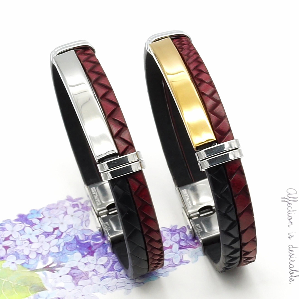 Unisex Leather Bracelet Set, Men Bangle Bracelets Leather And Stainless Steel