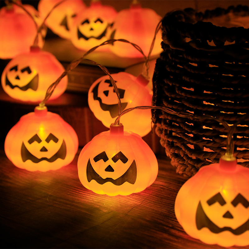 Led Halloween Light String Large Pumpkin Ghost Festival Decoration Battery Light Smiley Face Double Sided Pumpkin Festival Light