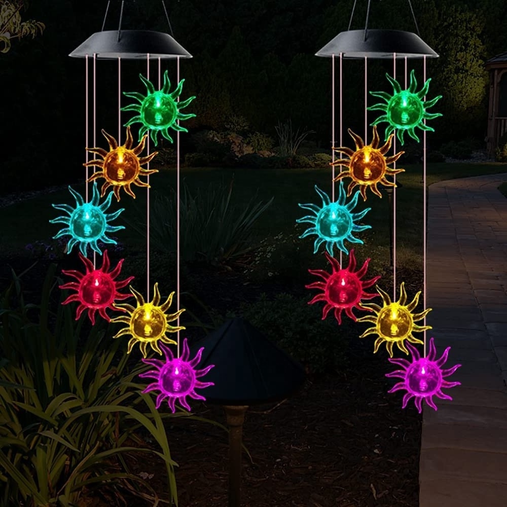 LED Hanging Wind Chime with Hook Solar Powered and USB Charging Outdoor Yard Patio garden solar light decorative