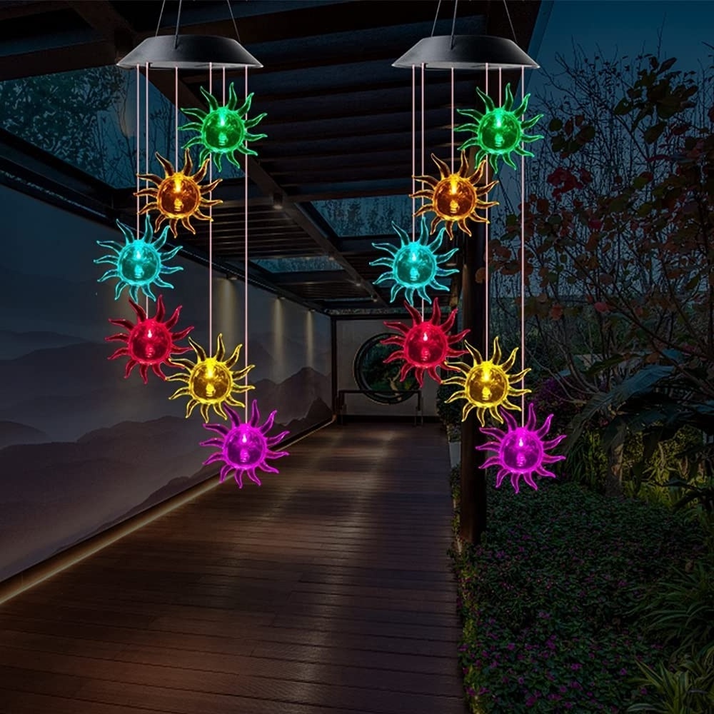 LED Hanging Wind Chime with Hook Solar Powered and USB Charging Outdoor Yard Patio garden solar light decorative