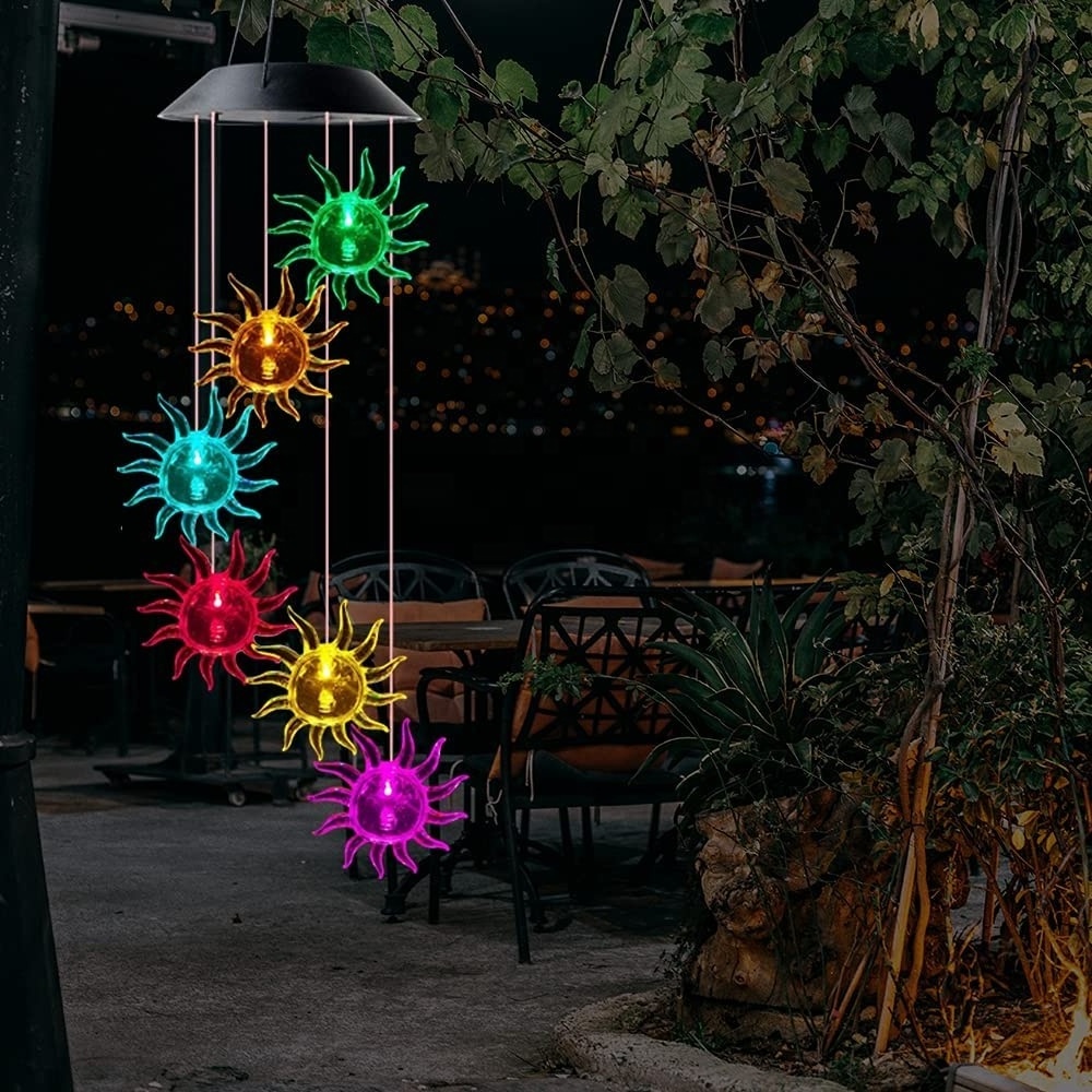 LED Hanging Wind Chime with Hook Solar Powered and USB Charging Outdoor Yard Patio garden solar light decorative