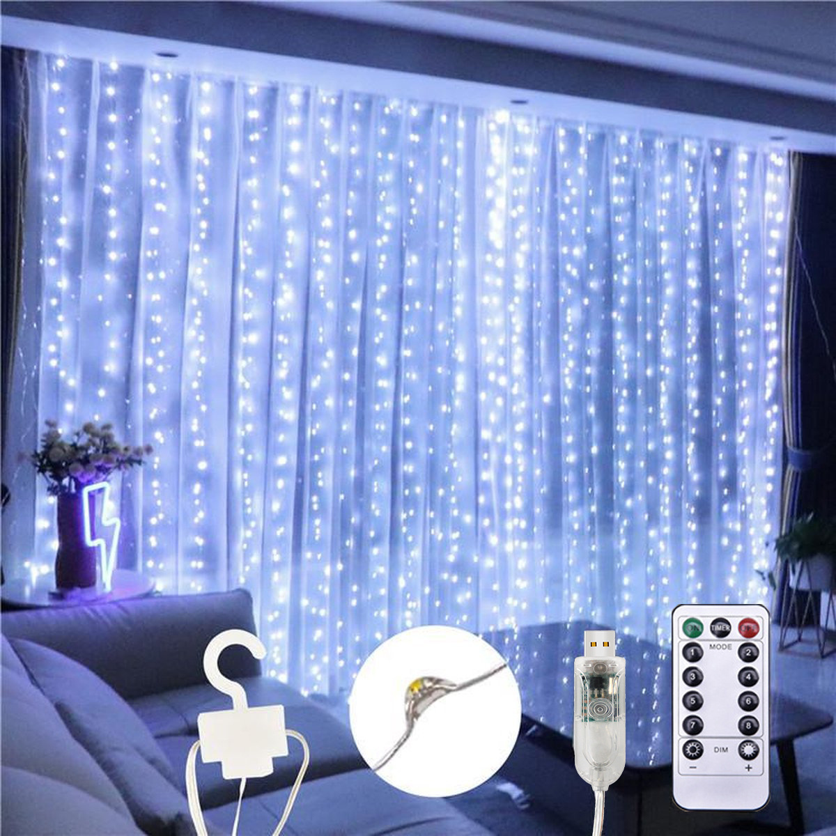 3M LED Curtain Garland On The Window USB Power Fairy Lights Festoon With Remote New Year Garland Led Lights Christmas Decoration