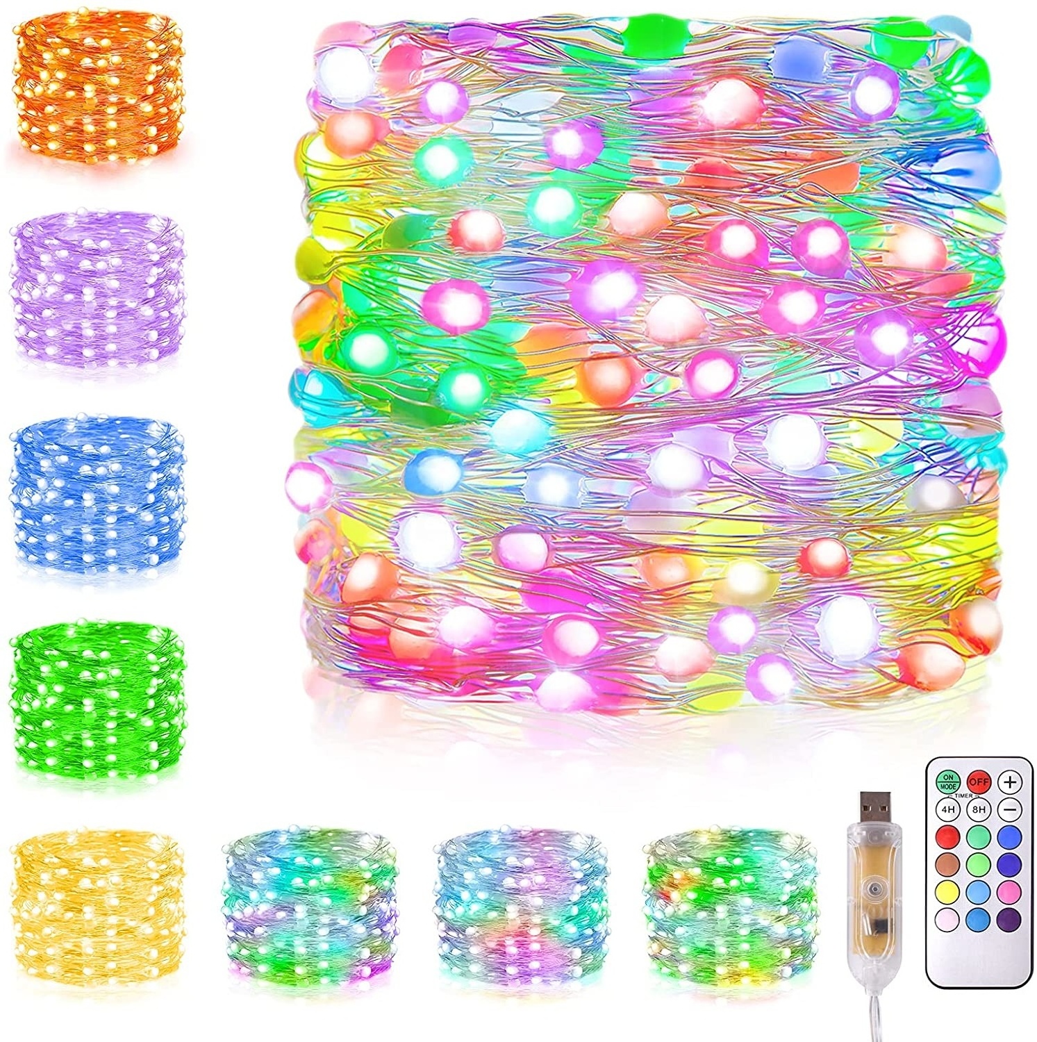 Remote control smart RGB color changing Christmas light USB led string light