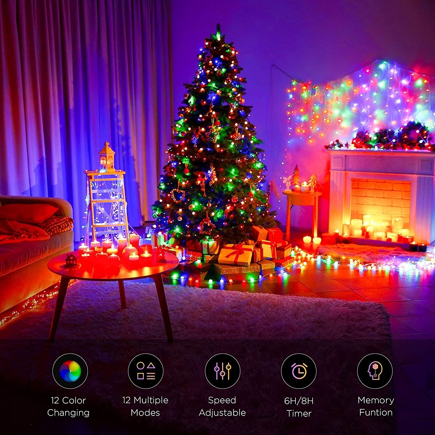 Remote control smart RGB color changing Christmas light USB led string light