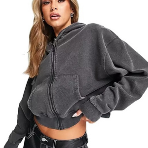 KY 100% Cotton washed black Drawstring hood Zip fastening Side pockets Ribbed trims Oversized fit hoodie