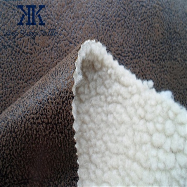 dying suede fabric bonded sherpa fleece fabric / ladies suede shoes fabric / dying suede leather fabric