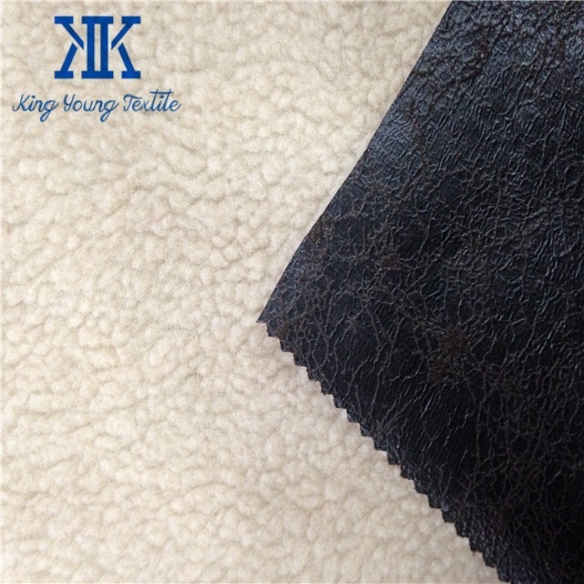 dying suede fabric bonded sherpa fleece fabric / ladies suede shoes fabric / dying suede leather fabric