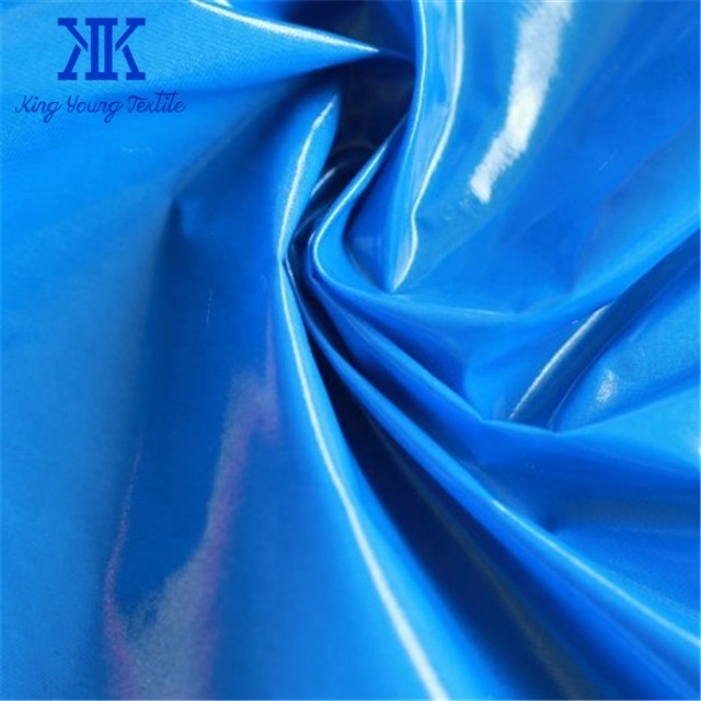 shiny down jacket fabric / shiny nylon raincoat fabric / waterproof downproof nylon taffeta bright pu coated fabric