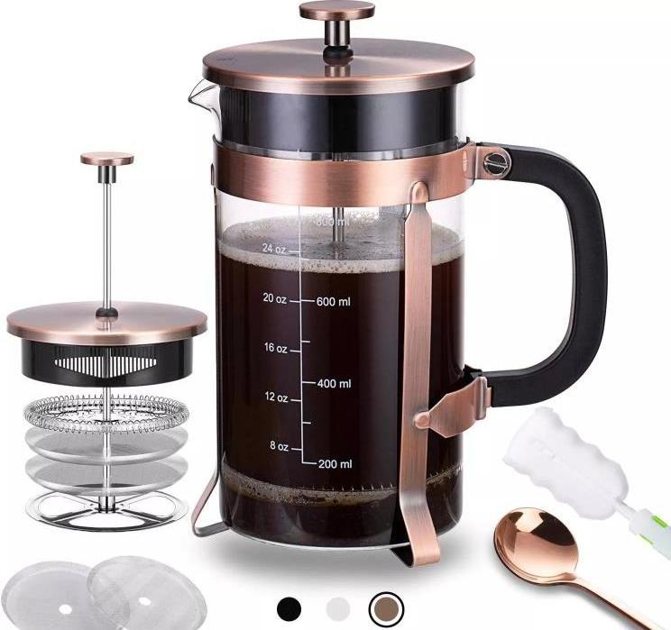 12 Ounce 4 Level Filtration System Durable Heat Resistant Borosilicate Coffee Presser Maker French Press