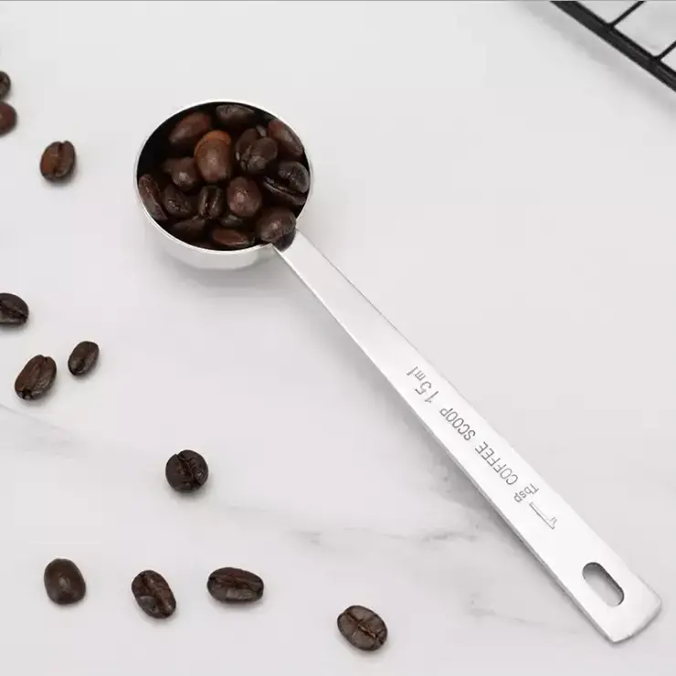 Kingze Custom 2 in 1 15ml 30ml Stainless Steel Measuring Teaspoons Coffee Tablespoon Coffee Scoop