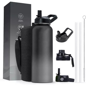 32oz 500ml 2 litre Motivational Double walled Insulated 18/8 Stainless Steel Vacuum Flask Sports Water Bottles