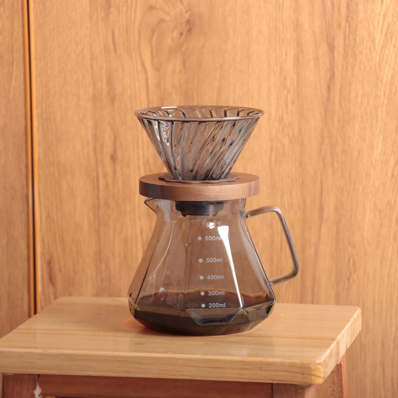 High borosilicate glass 300ml 500ml 700ml V 60 Pour Over coffee maker Glass Coffee Pot for Hand Dripper