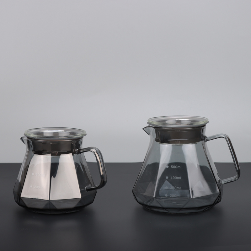 High borosilicate glass 300ml 500ml 700ml V 60 Pour Over coffee maker Glass Coffee Pot for Hand Dripper