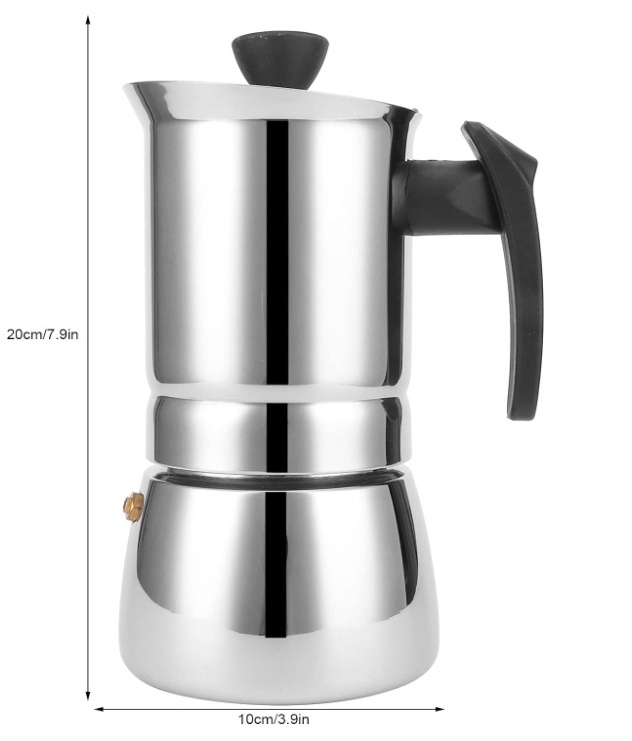 Stainless Steel 100ml 200ml 300ml Stovetop Espresso Maker Classic Moka Pot for Camping