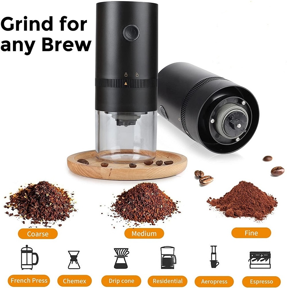 touch operation Portable Li Battery Electric USB Rechargeable Coffee Bean Grinder with Ceramic Conical  Blade