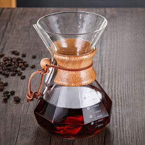 Kingze Ecoffee Wooden Collar Glass Pour Over Hand Dripper Pot 800ml Coffee Servers Portable Espresso Drip Coffee Maker