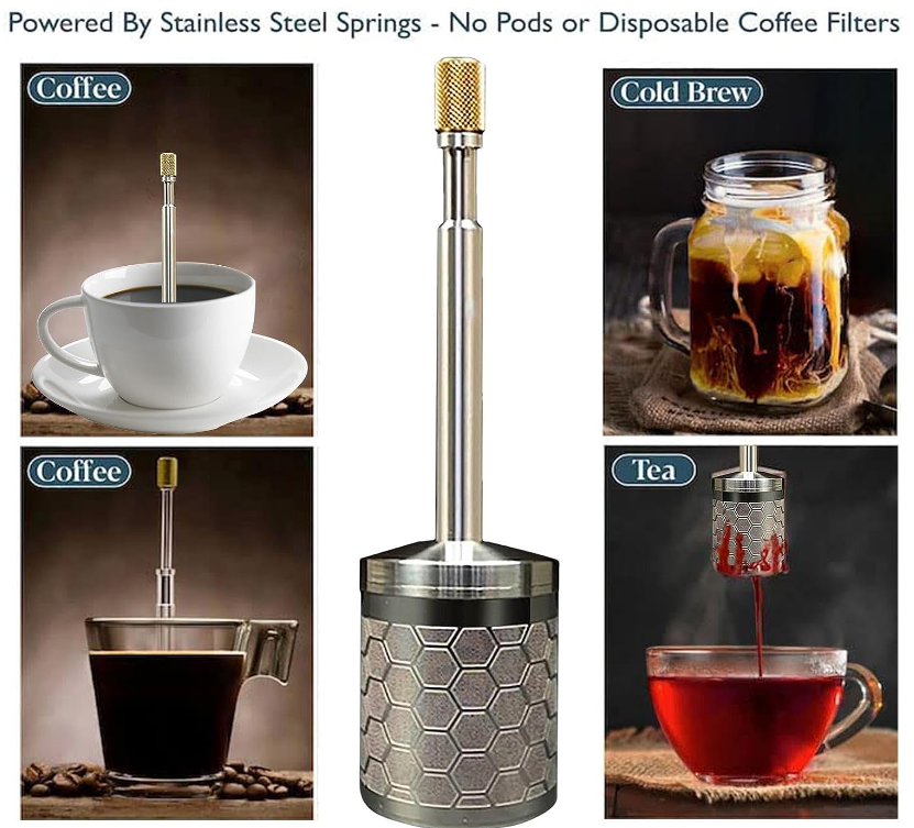 Kingze Coffee Infuser French Press Pot Stainless Steel Coffee Tea Infuser Press Type Infuser Tea Coffee Filters