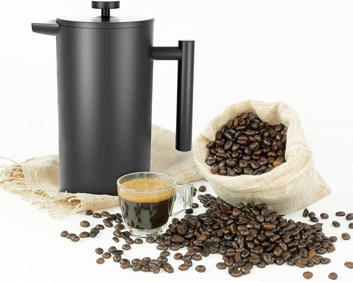 Barista Kit Double Walled 4 Filter Screens Stainless Steel Espresso Coffee Maker French Press