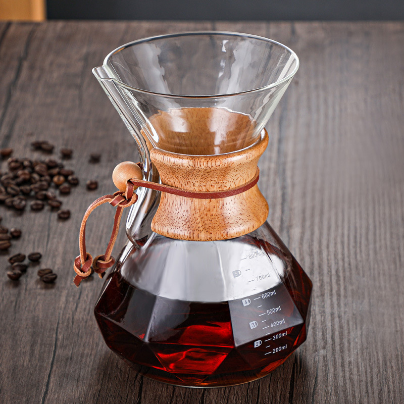 34 oz 400ml 600ml V 60 Glass Carafe Stainless Steel Filter Manual Coffee Dripper Brewer Hand Drip Pour Over Coffee Makers