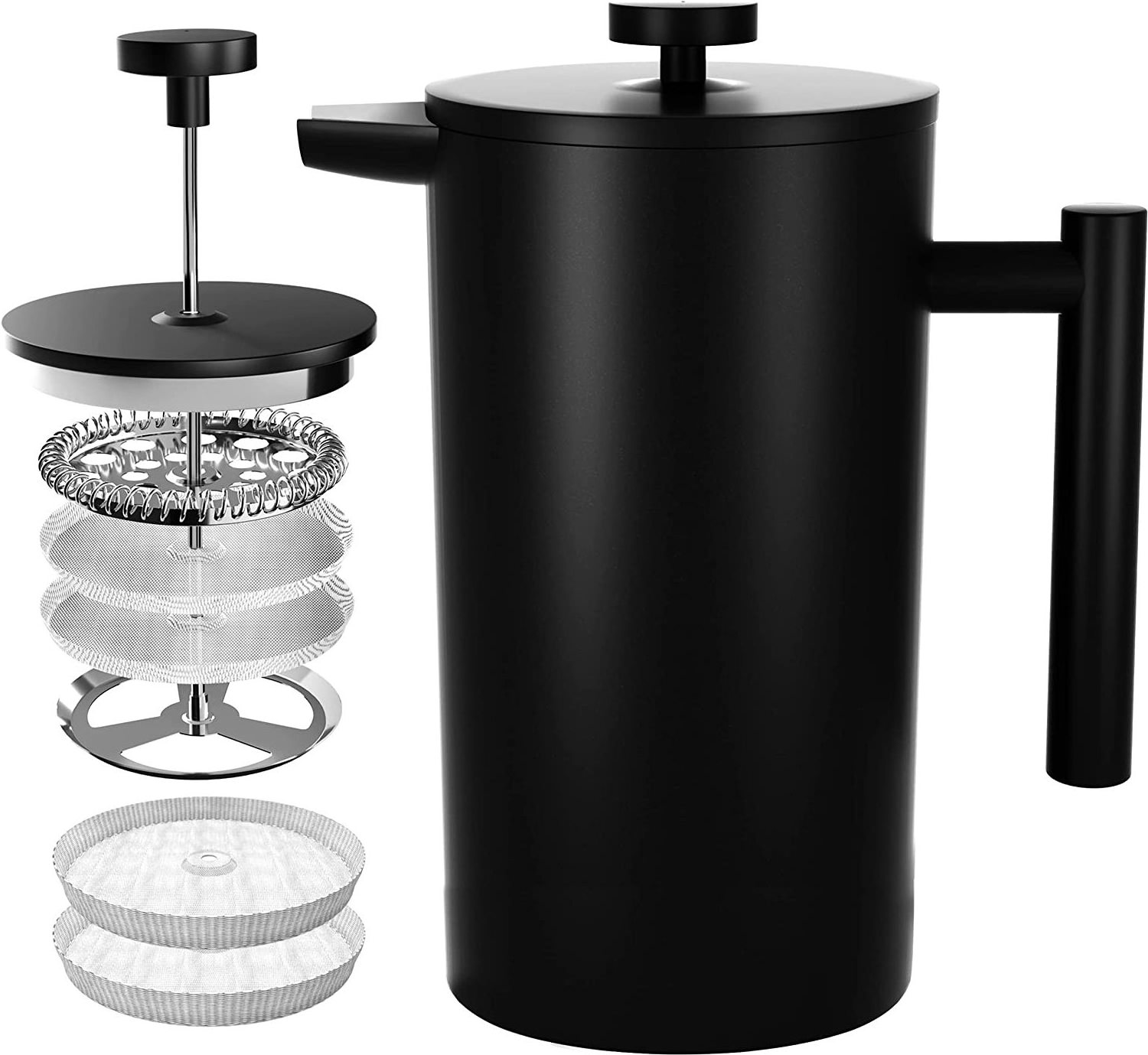 Kingze Coffee Tea Sets 350ml 600ml 800ml French Press Black Stainless Steel French Press Coffee Maker