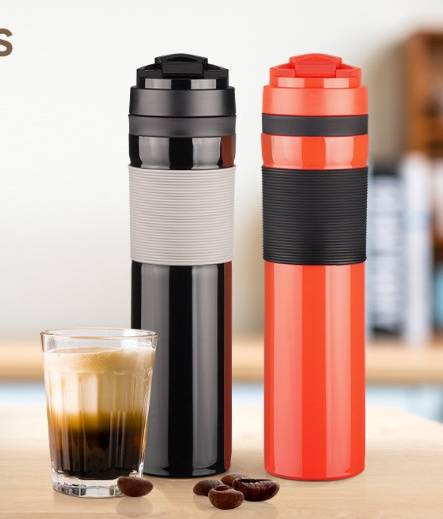 Kingze Travel Vacuum Insulated Coffee French Press Mug, Tumbler with Coffee Press Plunger. Tea Press Hot or Cold Brew