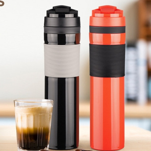 Kingze Travel Vacuum Insulated Coffee French Press Mug, Tumbler with Coffee Press Plunger. Tea Press Hot or Cold Brew