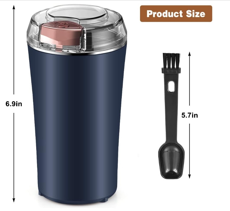 Kingze Removable Durable Electric Coffee Grinder Stainless Steel Herb Blades Fresh Grind Spice Grinder Machine