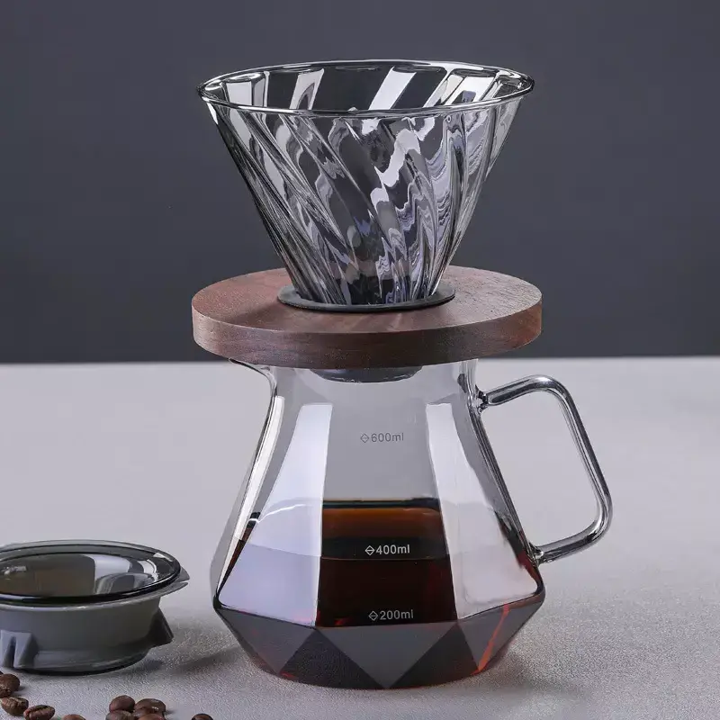 400ml 600ml V 60 Dripper Coffee Maker Other Hand Dripper Coffee Pot Filter Makers Glass Pour Over Coffee Maker