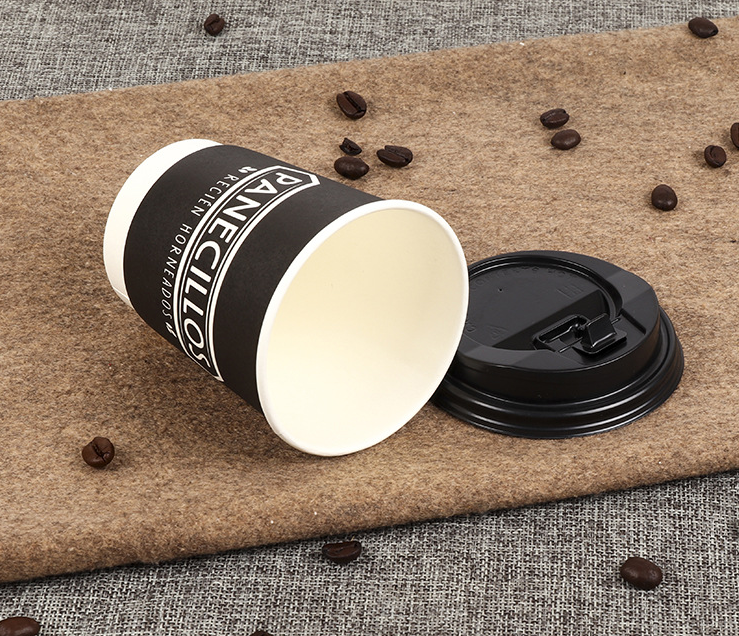 4oz 8oz 12oz 16oz Customizable LOGO Black Coffee Tea Cup Disposable Cup Takeaway Double Wall Coffee Paper Cups With Lid