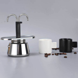 Stainless Steel Mocha Pot Coffee Pot Italian Espresso Double Valve Coffee Maker Moka Pot With 2 cups