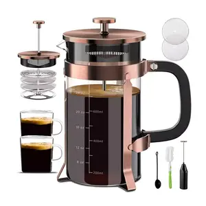 12 Ounce 4 Level Filtration System Durable Heat Resistant Borosilicate Coffee Presser Maker French Press