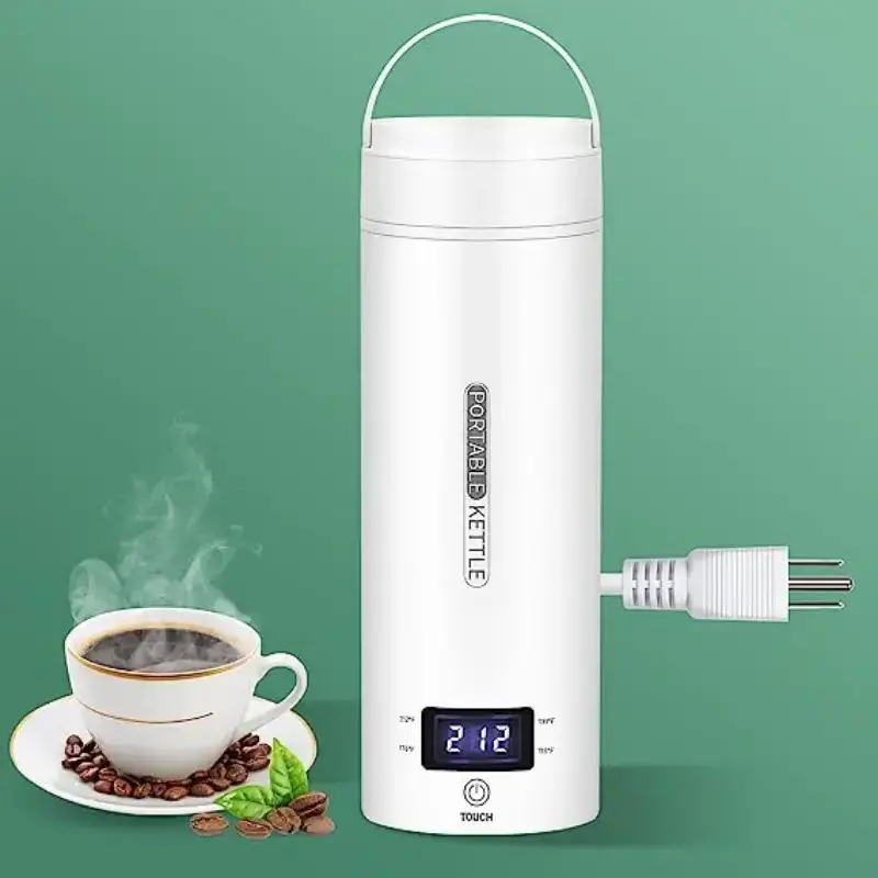 Double Wall Heating and Hot Water Boiler Tumbler Coffee Tea Pot Electronic Kettle Camping Small 220V Car Electric Kettle