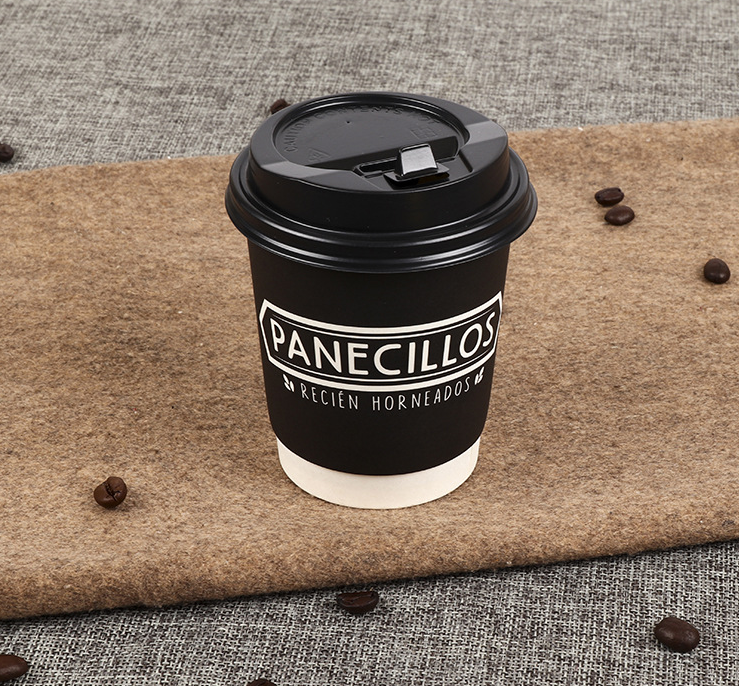 4oz 8oz 12oz 16oz Customizable LOGO Black Coffee Tea Cup Disposable Cup Takeaway Double Wall Coffee Paper Cups With Lid