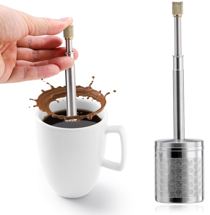 Kingze Coffee Infuser French Press Pot Stainless Steel Coffee Tea Infuser Press Type Infuser Tea Coffee Filters