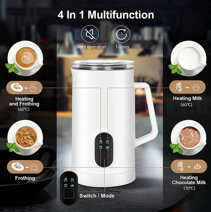 Kingze  4 in 1 Milk Foam Coffee Equipment Automatic Electric Milk Foam Machine 350ml Coffee Maker Electric Milk Frother