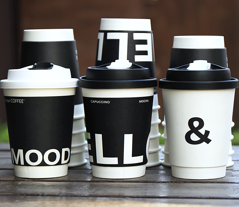 4oz 8oz 12oz 16oz Customizable LOGO Black Coffee Tea Cup Disposable Cup Takeaway Double Wall Coffee Paper Cups With Lid